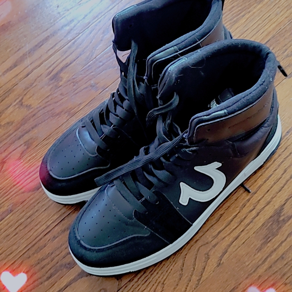 True Religion Black and White High-Top Sneakers
